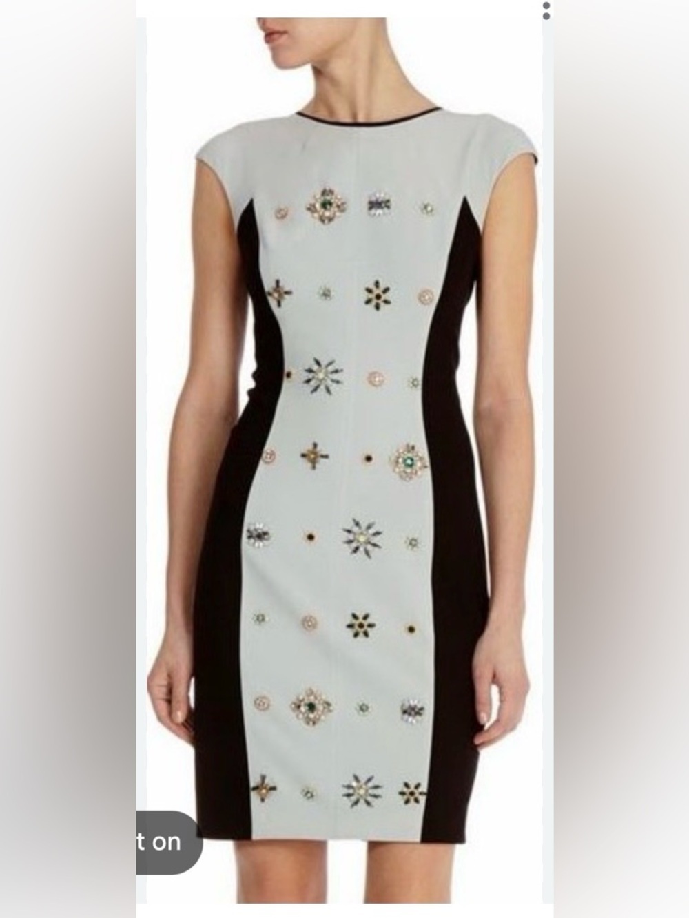 Karen Millen jewel-embellished knee length shift dress black gray 10 new NWOT